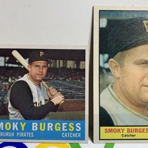 Two Smokey Burgess Card Lot 1960 Topps #393 & 1961 #461 Both Xmnt+ Clean Cards!